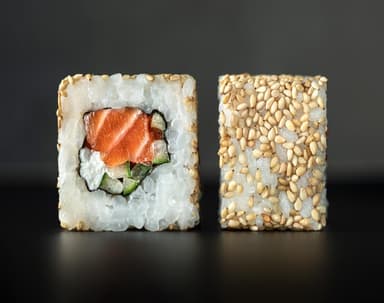 California Roll with Salmon in Sesame Seeds